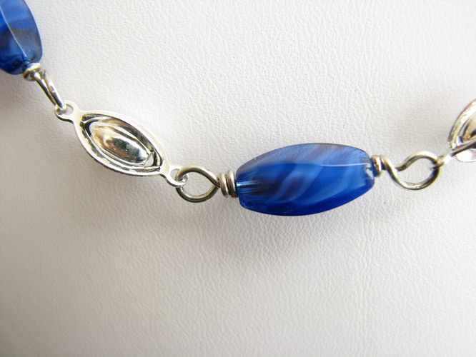 Blue and silver bead close-up